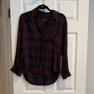 Rails Flannel Hunter Button Front Shirt in Scarlet Red and Ash Black Plaid - XS